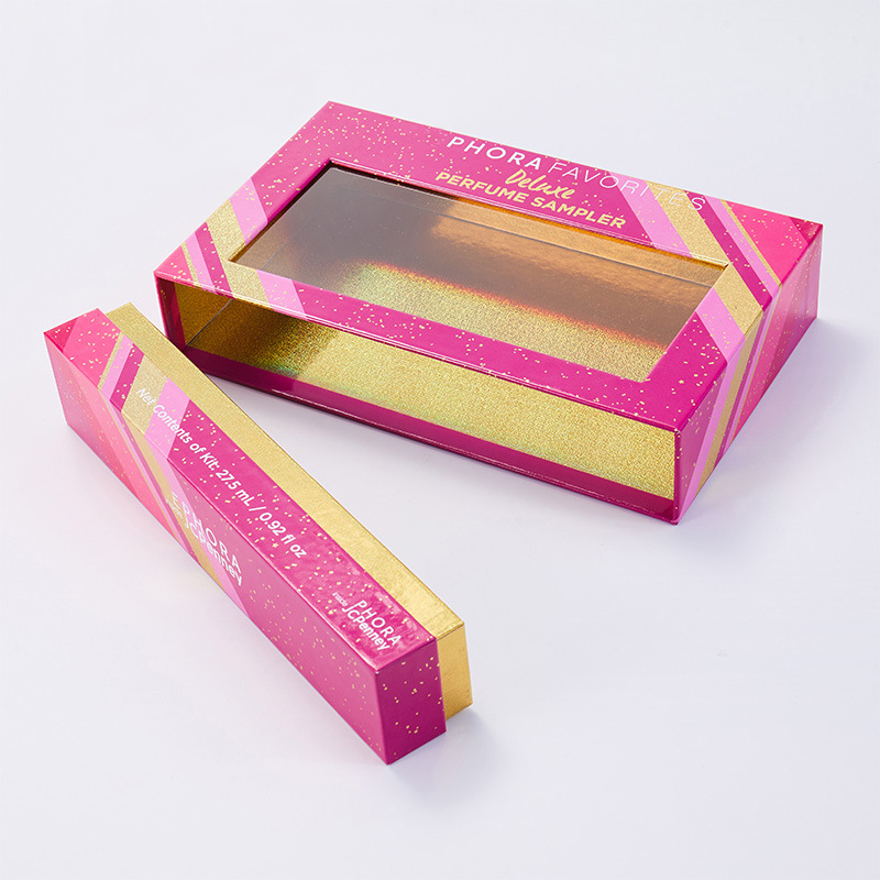 Hot Stamping Foil Perfume Gift Paper Boxes With Window
